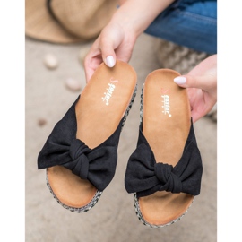 Seastar Pantuflas de ante con plataforma decorativa negro 2