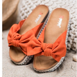 Seastar Pantuflas de ante con plataforma decorativa naranja 2