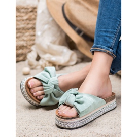 Seastar Pantuflas de ante con plataforma decorativa verde 2