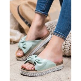 Seastar Pantuflas de ante con plataforma decorativa verde 3