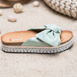 Seastar Pantuflas de ante con plataforma decorativa verde 4