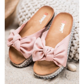 Seastar Pantuflas de ante con plataforma decorativa rosado 2