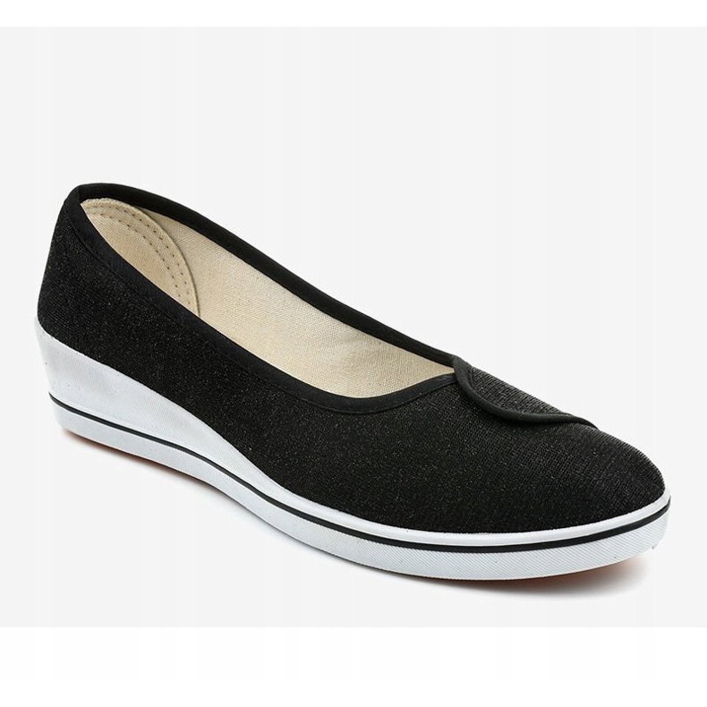 Zapatillas negras con cuña brillante K-1-002 negro 1 Zapatillas negras con cuña brillante K-1-002 negro 1