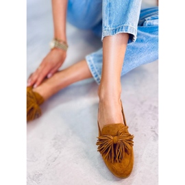 BM Mocasines de mujer con flecos camel T357P Camel marrón 3