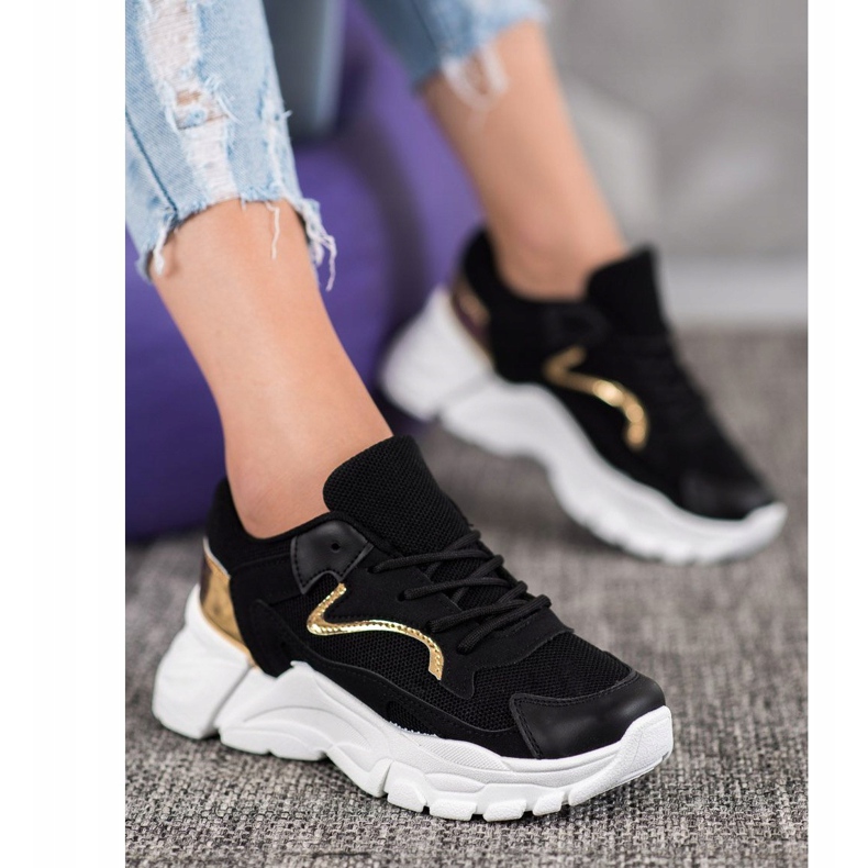 SHELOVET Zapatillas con estilo en la plataforma negro amarillo 1 SHELOVET Zapatillas con estilo en la plataforma negro amarillo 1