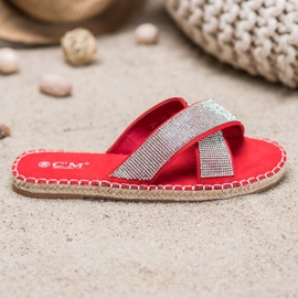 Cm Paris Pantuflas con estilo con circonita cúbica rojo 2