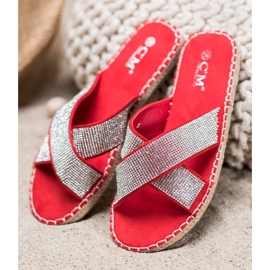 Cm Paris Pantuflas con estilo con circonita cúbica rojo 3