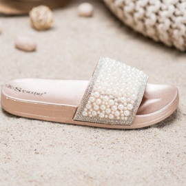 Seastar Pantuflas Elegantes Con Perlas dorado 2