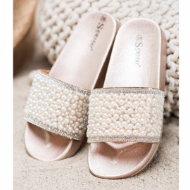 Seastar Pantuflas Elegantes Con Perlas dorado 3