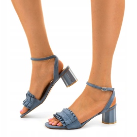 Elegantes sandalias azul marino en el poste 1487-11 2