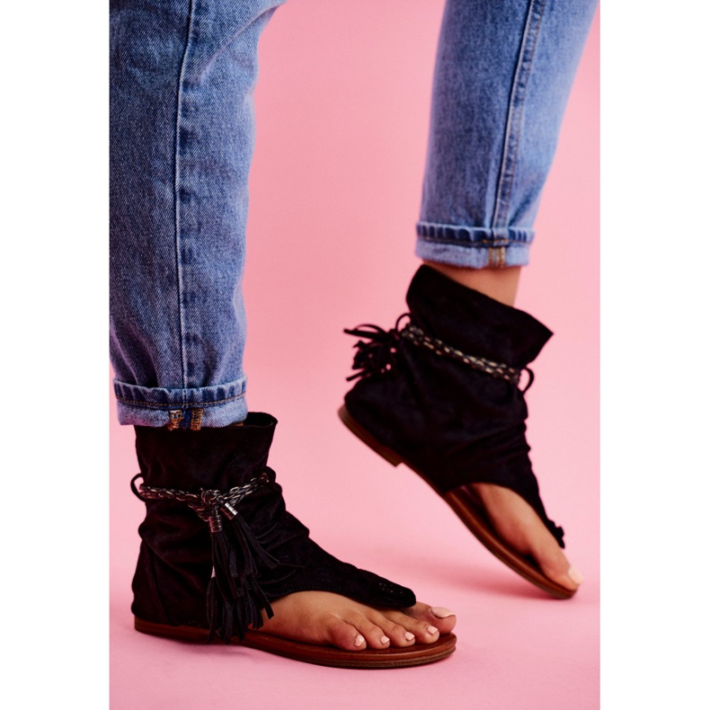 SEA Sandalias de Mujer Chanclas con Caña Negro SL1011 Madrit 2