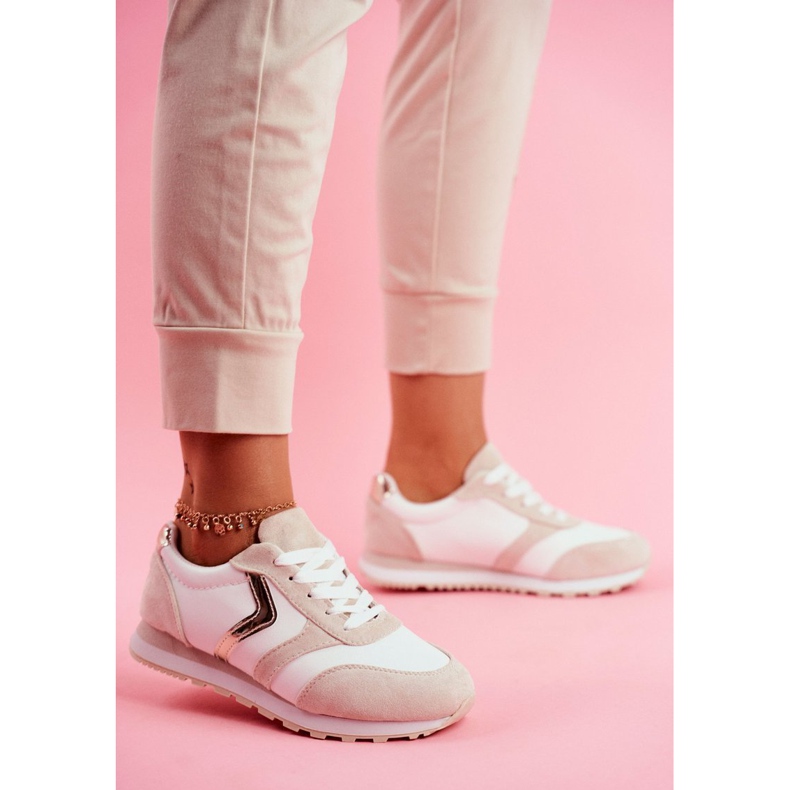 Zapatillas deportivas de mujer ruleta blanca y beige blanco marrón 1