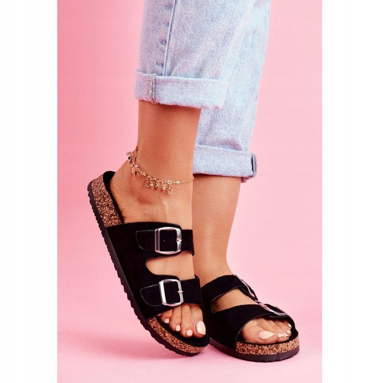 Zapatillas de pestaña para mujeres con abrazaderas negras negro 1