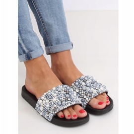 Black BG66 Pantuflas negras con perlas negro 1