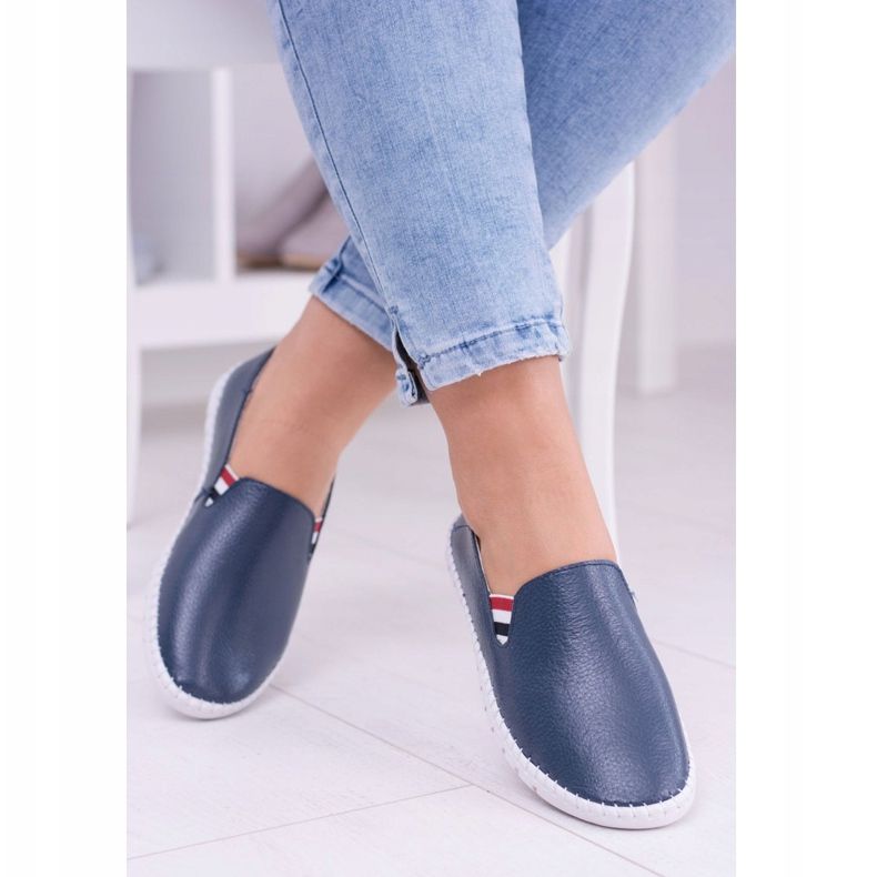 EVE Zapatillas de mujer Bellara de piel azul marino 1