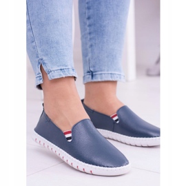 EVE Zapatillas de mujer Bellara de piel azul marino 2