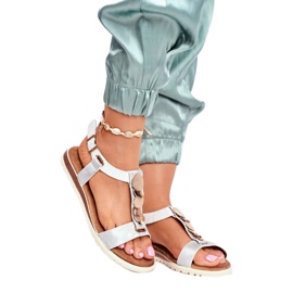 Sandalias de mujer Evento plateadas 20SD14 2067 blanco gris 1