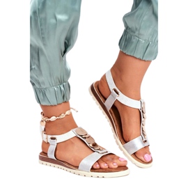 Sandalias de mujer Evento plateadas 20SD14 2067 blanco gris 3