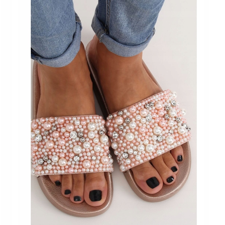 Zapatillas con perlas champagne BG66 Champagne rosa multicolor 2