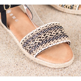SHELOVET Sandalias trenzadas ligeras beige negro 3