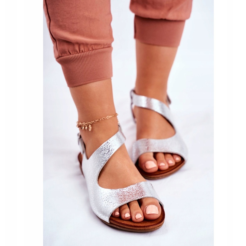 Sandalias Mujer Laura Messi Piel 1116 Serpiente Plata Vollare gris 2