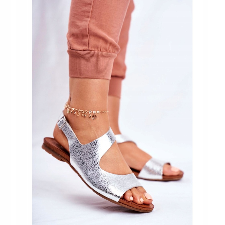 Sandalias Mujer Laura Messi Piel 1116 Serpiente Plata Vollare gris 1