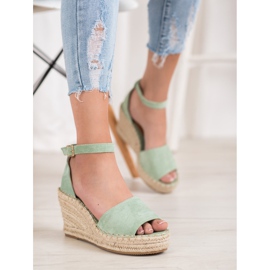 Seastar Sandalias en la cuña de paja verde 1