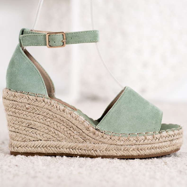 Seastar Sandalias en la cuña de paja verde 2