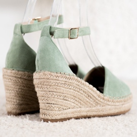 Seastar Sandalias en la cuña de paja verde 3