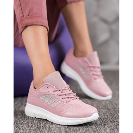 SHELOVET Zapatos cómodos con malla rosado 5