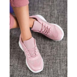 SHELOVET Zapatos cómodos con malla rosa 1