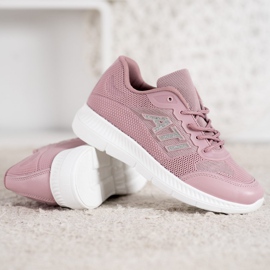 SHELOVET Zapatos cómodos con malla rosado 3