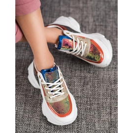 SHELOVET Zapatillas de colores con lentejuelas blanco negro rojo multicolor 2