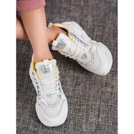 SHELOVET Zapatillas con moda de cuero ecológico blanco multicolor gris 1