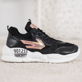 SHELOVET Zapatillas con moda de cuero ecológico negro amarillo 2