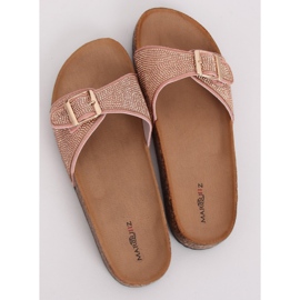 Pantuflas Scholka con piedras rosas L-1032 Pink rosado 3
