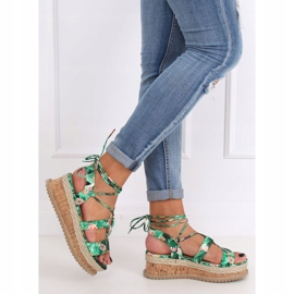 Sandalias alpargatas verdes JH116 Flor Verde 1