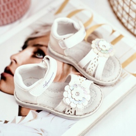 Apawwa Sandalias para niños con Velcro Flor Blanco Mino multicolor amarillo 2