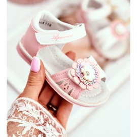 Apawwa Sandalias para niños con Velcro Flor Rosa Mino rosado 3