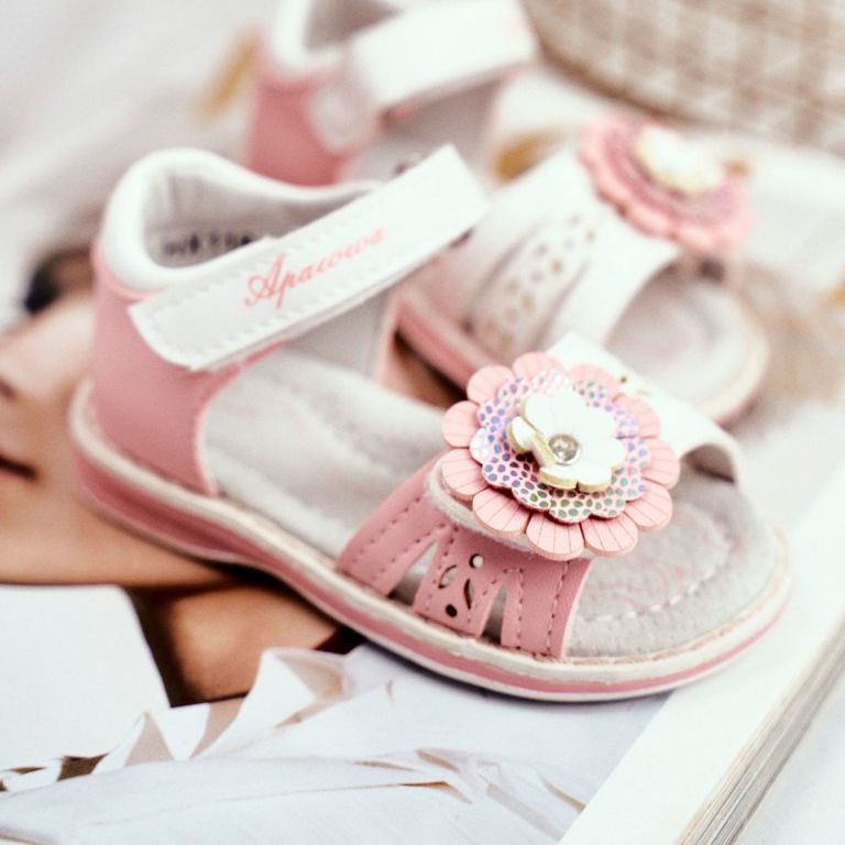 Apawwa Sandalias para niños con Velcro Flor Rosa Mino 2