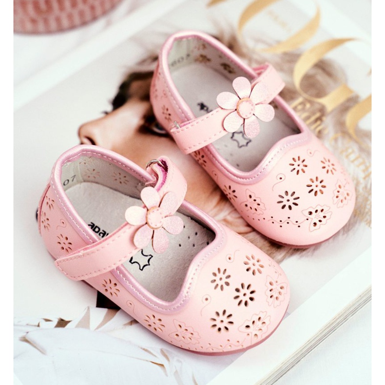 Apawwa Bailarinas infantiles en Velcro Flor Rosa Flored 2