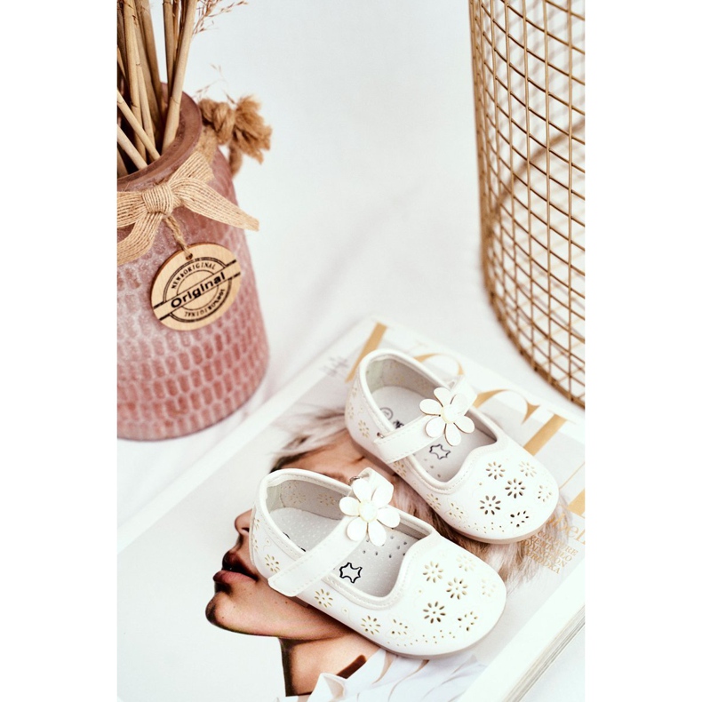 Apawwa Bailarinas para niños en Velcro Kwiatuszek White Flored blanco 1