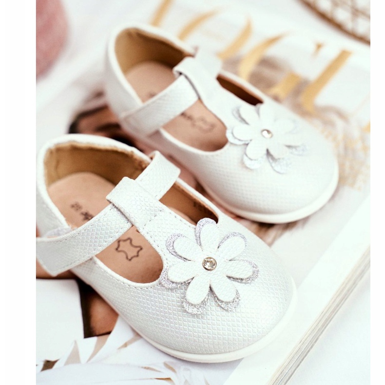 Apawwa Bailarinas infantiles con Velcro Flor Plata Antrela gris 2