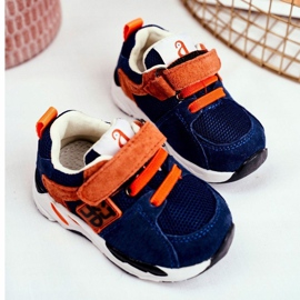 Apawwa Zapatillas Deportivas Infantiles con Velcro Azul Marino Jonaba naranja 3