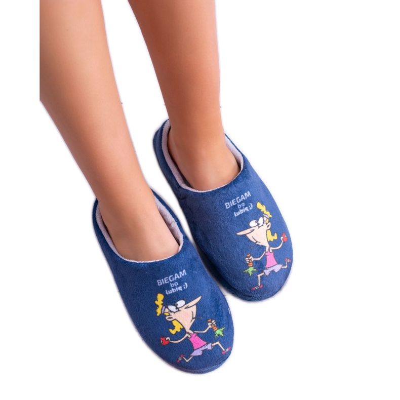 Pantuflas azul marino de felpa para mujer Dreex, corro porque me gusta gris 1 Pantuflas azul marino de felpa para mujer Dreex, corro porque me gusta gris 1