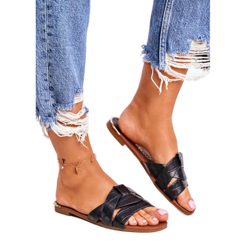 Pantuflas Mujer Piel Serpiente Black Chance negro 3