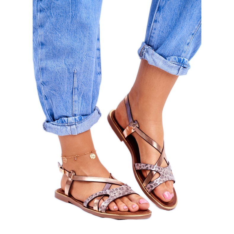 S.Barski Sandalias Planas Mujer Champagne Barski Lomba marrón amarillo 1