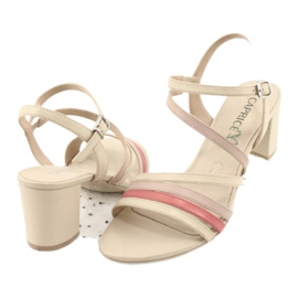 Sandalias mujer Caprice de piel beige dorado 3