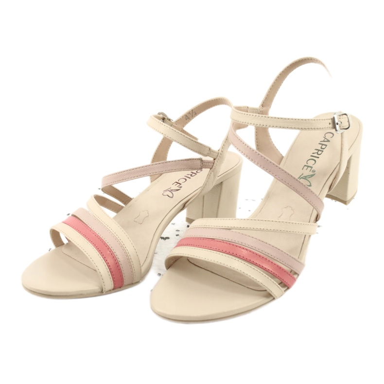 Sandalias mujer Caprice de piel beige dorado 2