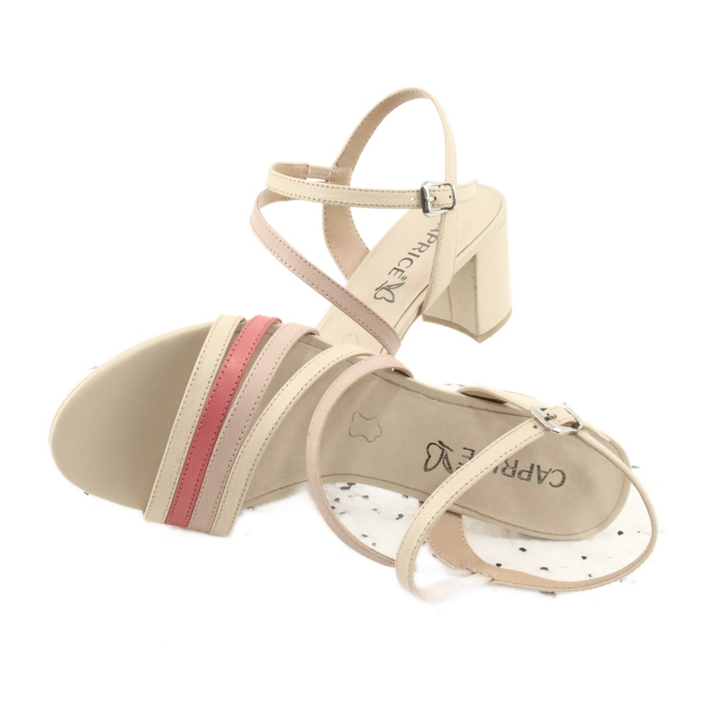 Sandalias mujer Caprice de piel beige dorado 4